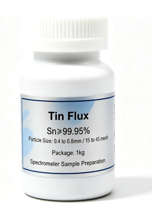 Tin flux, Sn ≥ 99.95%, particle size 0.4–0.8 mm, 1 kg for spectrometer sample preparation