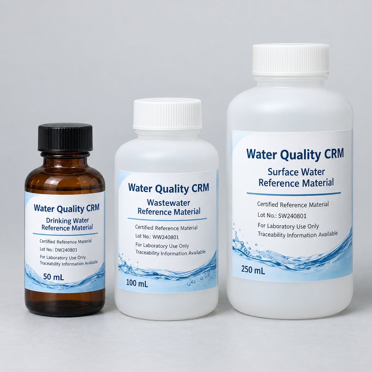 Water quality certified reference materials for drinking water, wastewater and surface water analysis